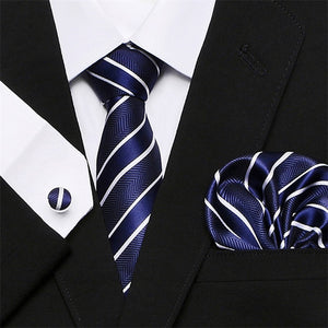 Men`s Tie Silk Red Plaid print Jacquard Woven Tie + Hanky + Cufflinks Sets For Formal Wedding Business Party Free Postage