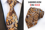 Men&#39;s Fashion Tie 8cm Silk Classic Necktie Yellow Blue Plaid Striped Flower Ties Business Wedding Mans Neckwear Gift Accessories