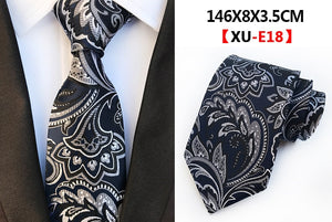 Men&#39;s Fashion Tie 8cm Silk Classic Necktie Yellow Blue Plaid Striped Flower Ties Business Wedding Mans Neckwear Gift Accessories