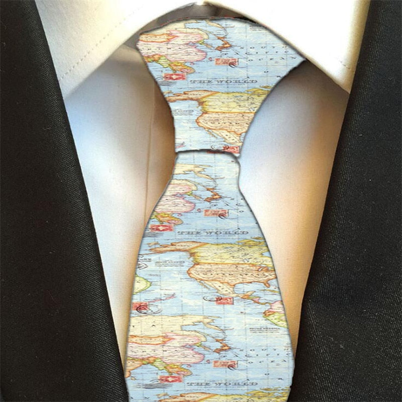 New Fashion Classic Gentleman  Ties Men 8cm Map Lightning Pattern Formal Wedding Necktie Accessories Ties Polyester Gravata
