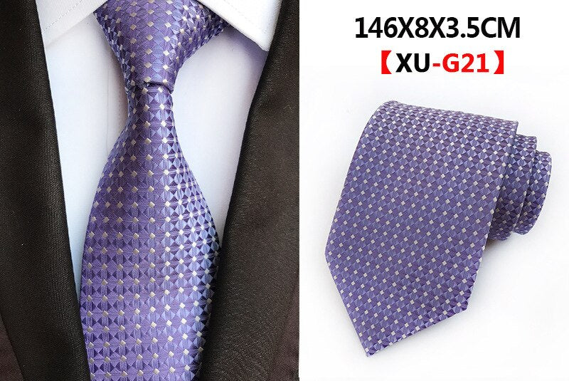 Men&#39;s Fashion Tie 8cm Silk Classic Necktie Yellow Blue Plaid Striped Flower Ties Business Wedding Mans Neckwear Gift Accessories