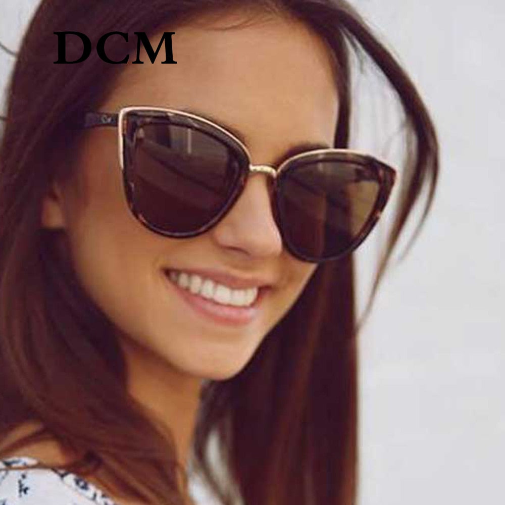 DCM Cateye Sunglasses Women Vintage Gradient Glasses Retro Cat eye Sun glasses Female Eyewear UV400