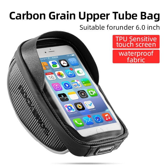 ROCKBROS Bike Bag Front Phone Bicycle Bag For Bicycle Tube Waterproof Touch Screen Saddle Package For 6.5Inch Bike Accessories