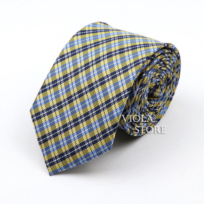 Classic Plaid Polyester Necktie 7cm Fashion Young Male Office Tie Party Daily Casual Suit Striped Cravat Top Men Gift Accessory