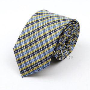 Classic Plaid Polyester Necktie 7cm Fashion Young Male Office Tie Party Daily Casual Suit Striped Cravat Top Men Gift Accessory