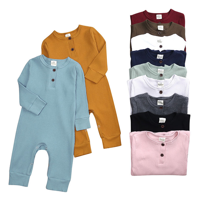 Solid Color Baby Clothes Girl Rompers Fashion Baby Boy Clothes Cotton Long Sleeve Toddler Romper Infant Clothes 0-24 Months