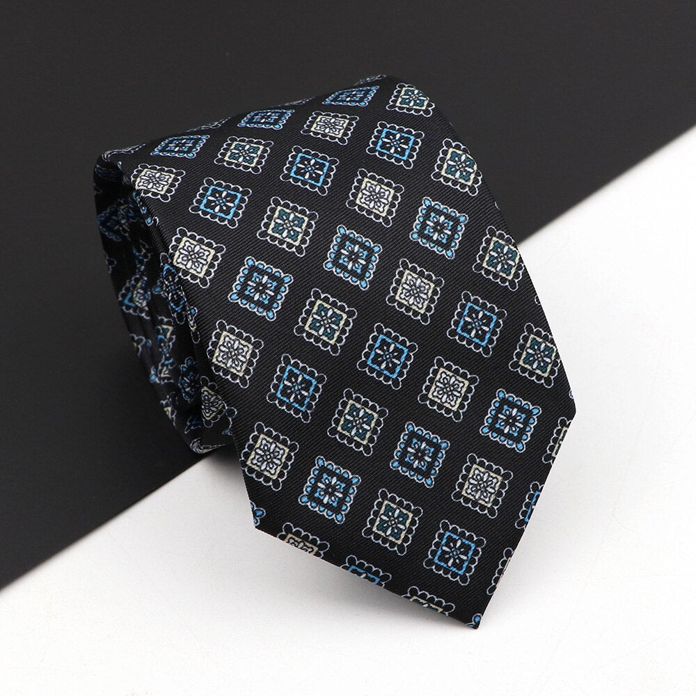 Novelty Ties Men&#39;s Formal 7cm Soft Silk Necktie Paisley Floral Dots Business Wedding Neck Tie Gravatas Daily Wear Accessory Gift