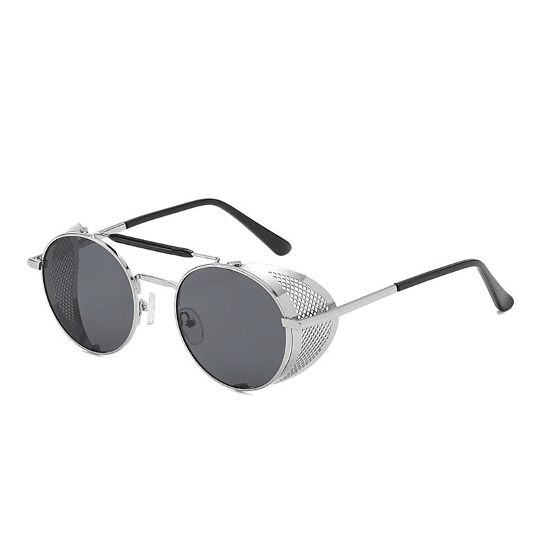 AIMISUV Vintage Steampunk Sunglasses Men Brand Design Round Glasses Steam Punk Metal Sunglasses For Women UV400 Gafas de Sol