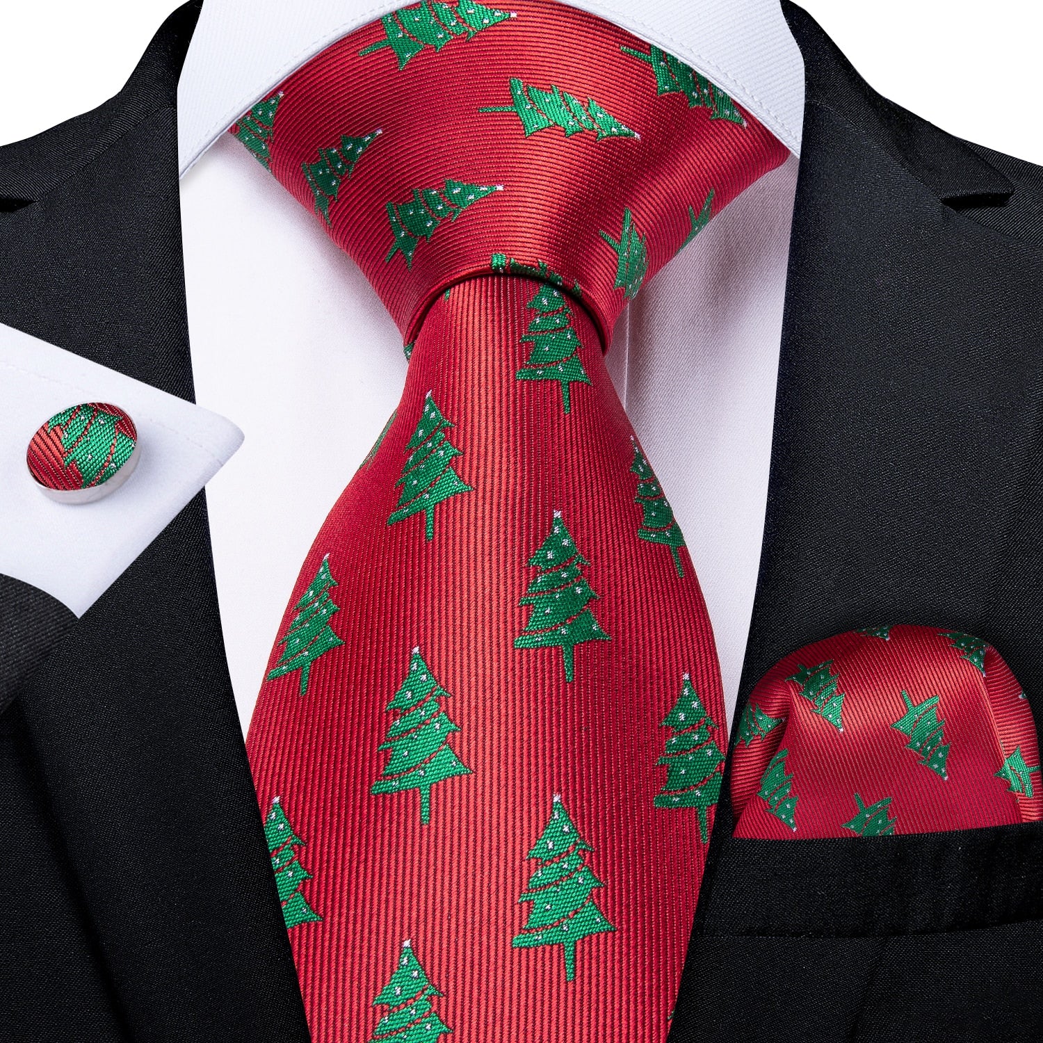 Mens Christmas Tie Set Red Blue 8cm Wide Silk Neck Tie Gift For Men Wedding Accessories