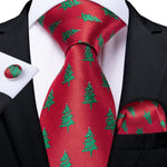 Mens Christmas Tie Set Red Blue 8cm Wide Silk Neck Tie Gift For Men Wedding Accessories