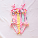 1-8 Years Rainbow Print Kids Girls One Piece Swimsuit Children Baby Summer Swimwear Mermaid Swimming Suit Child Bathing Suit