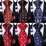 Mens Christmas Tie Set Red Blue 8cm Wide Silk Neck Tie Gift For Men Wedding Accessories