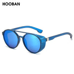 HOOBAN Classic Steampunk Sunglasses Men Fashion Round Glasses For Male Vintage Brand Designer Eyeglasses Shade Outdoor UV400