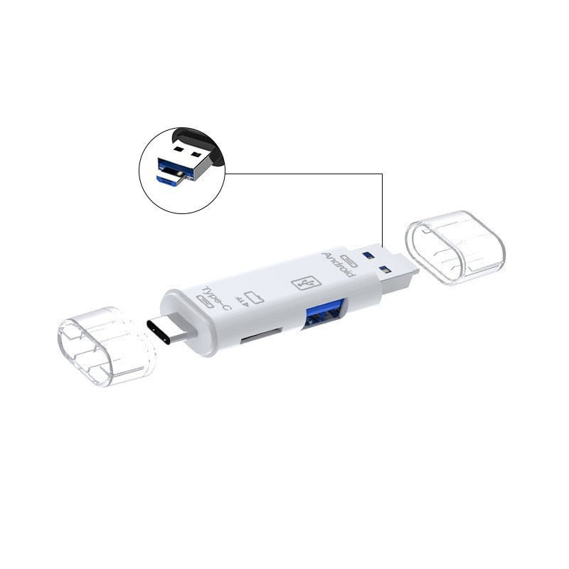 5 in 1 Multifunction USB 3.0 Type C USB Micro USB SD Tf Memory Card Reader OTG Card Reader Adapter Mobile Phone PC Accessories