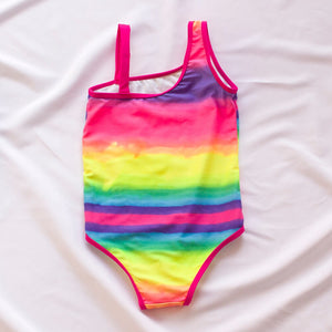 1-8 Years Rainbow Print Kids Girls One Piece Swimsuit Children Baby Summer Swimwear Mermaid Swimming Suit Child Bathing Suit