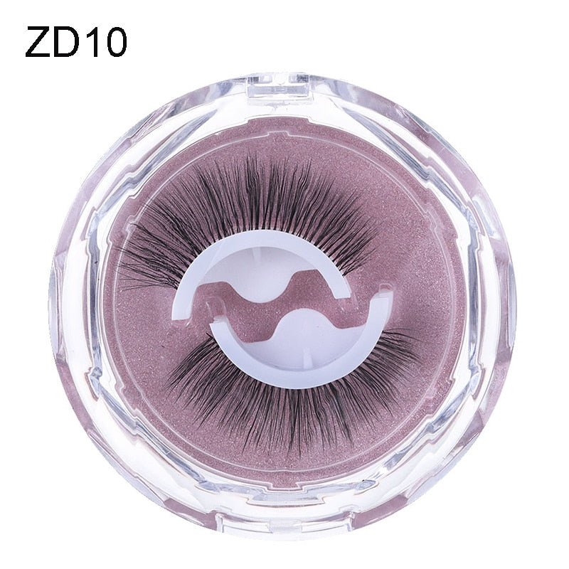 1Pair Self-adhesive False Eyelashes 3 Seconds to Wear No Glue Needed Faux Mink Lashes Extension Curly Thick Wispy Eyelash Makeup