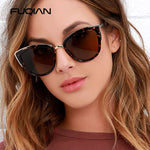 FUQIAN 2022 Cateye Women Sunglasses Vintage Anti-glare Sun Glasses Female Fashion Leopard Shades UV400