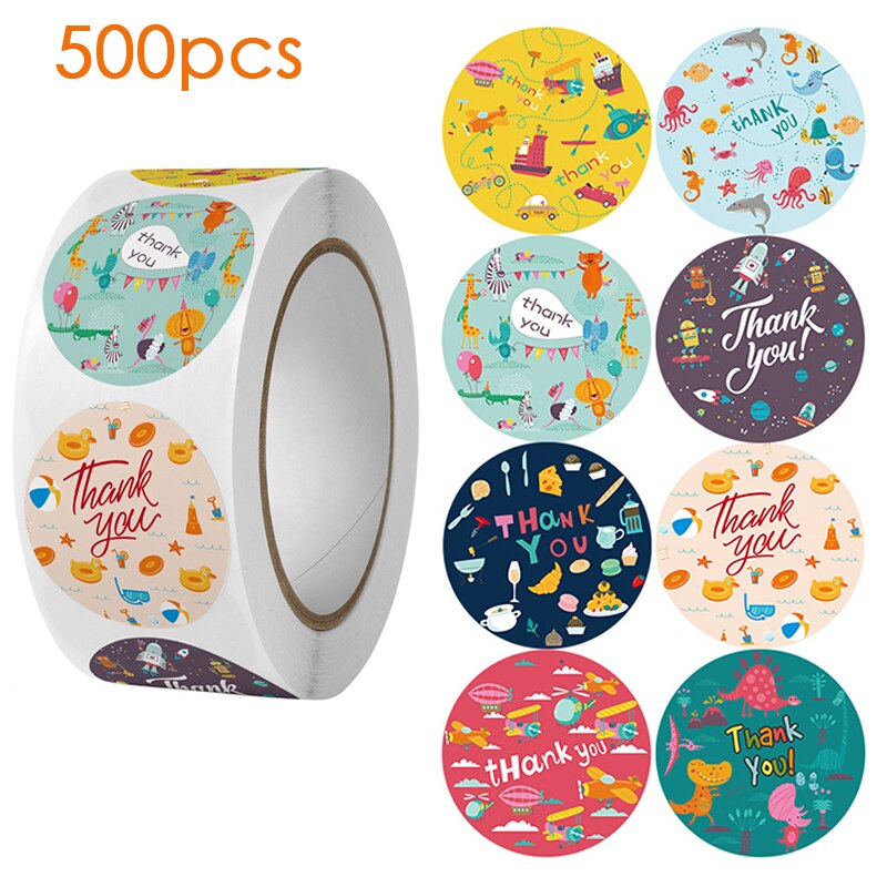 50/500PC Exclusive Gift Party Stickers Thank You Label Merry Christmas Thanksgiving Day Sticker Baking Package Party Decoration