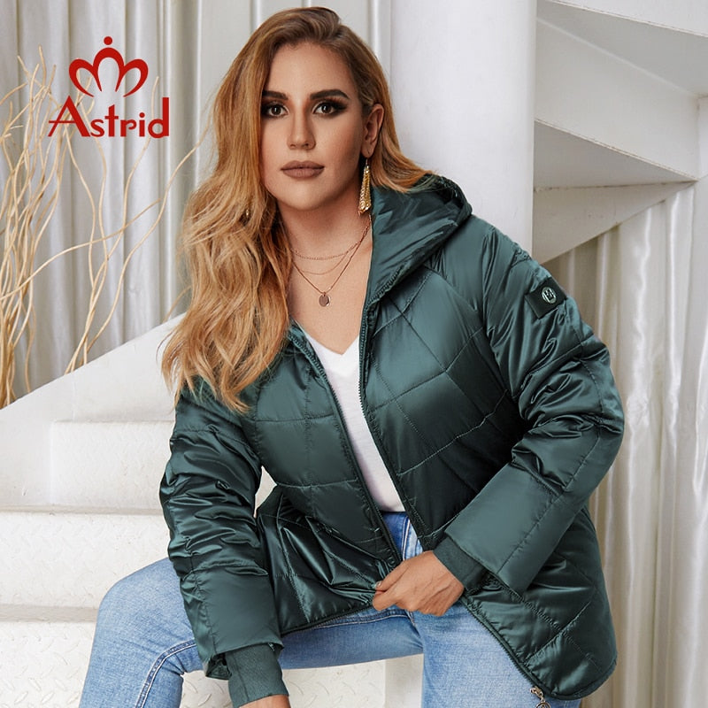 Astrid 2022 New Autumn Winter Women&#39;s coat women Windproof warm parka Plaid fashion Jacket hood Plus size female clothing 9385