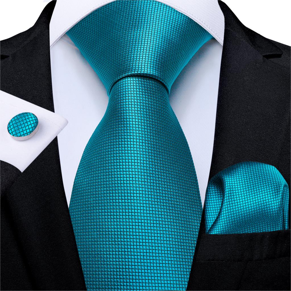 Gift Men Tie Teal Green Paisley Novelty Design Silk Wedding Tie for Men Handky cufflink Tie Set DiBanGu Party Business Fashion
