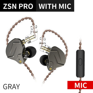 KZ ZSN Pro In Ear Earphones Hybrid technology 1BA+1DD HIFI Bass Metal Earbuds Sport Noise Cancelling Headset Monitor