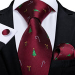 Mens Christmas Tie Set Red Blue 8cm Wide Silk Neck Tie Gift For Men Wedding Accessories