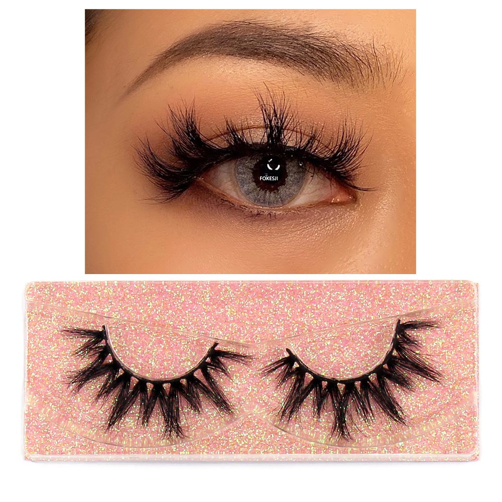 FOXESJI Makeup Eyelashes 3D Mink Lashes Fluffy Soft Wispy Natural Cross Lash Extension Reusable Fake Lashes Mink False Eyelashes