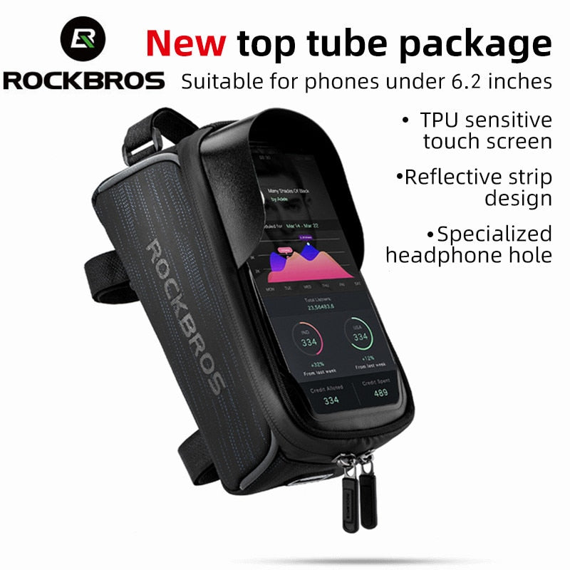 ROCKBROS Bike Bag Front Phone Bicycle Bag For Bicycle Tube Waterproof Touch Screen Saddle Package For 6.5Inch Bike Accessories