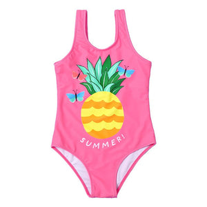 Flamingo Print Kids Girls One Piece Swimwear Swimsuit 2022 Falbala Girl Monokini Children Baby Swimming Suit Beachwear XA017