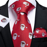 Mens Christmas Tie Set Red Blue 8cm Wide Silk Neck Tie Gift For Men Wedding Accessories