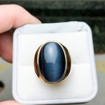 Fashion Domineering Luxury Oversized Opal Oval Smooth Ring for Men Jewelry Gift
