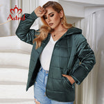 Astrid 2022 New Autumn Winter Women&#39;s coat women Windproof warm parka Plaid fashion Jacket hood Plus size female clothing 9385