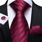 New Design Wedding Men Tie Red  Solid Striped Paisley Neckties For Men Business Dropshipping DiBanGu Hanky Cufflinks Tie Set