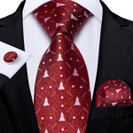 New Design Wedding Men Tie Red  Solid Striped Paisley Neckties For Men Business Dropshipping DiBanGu Hanky Cufflinks Tie Set