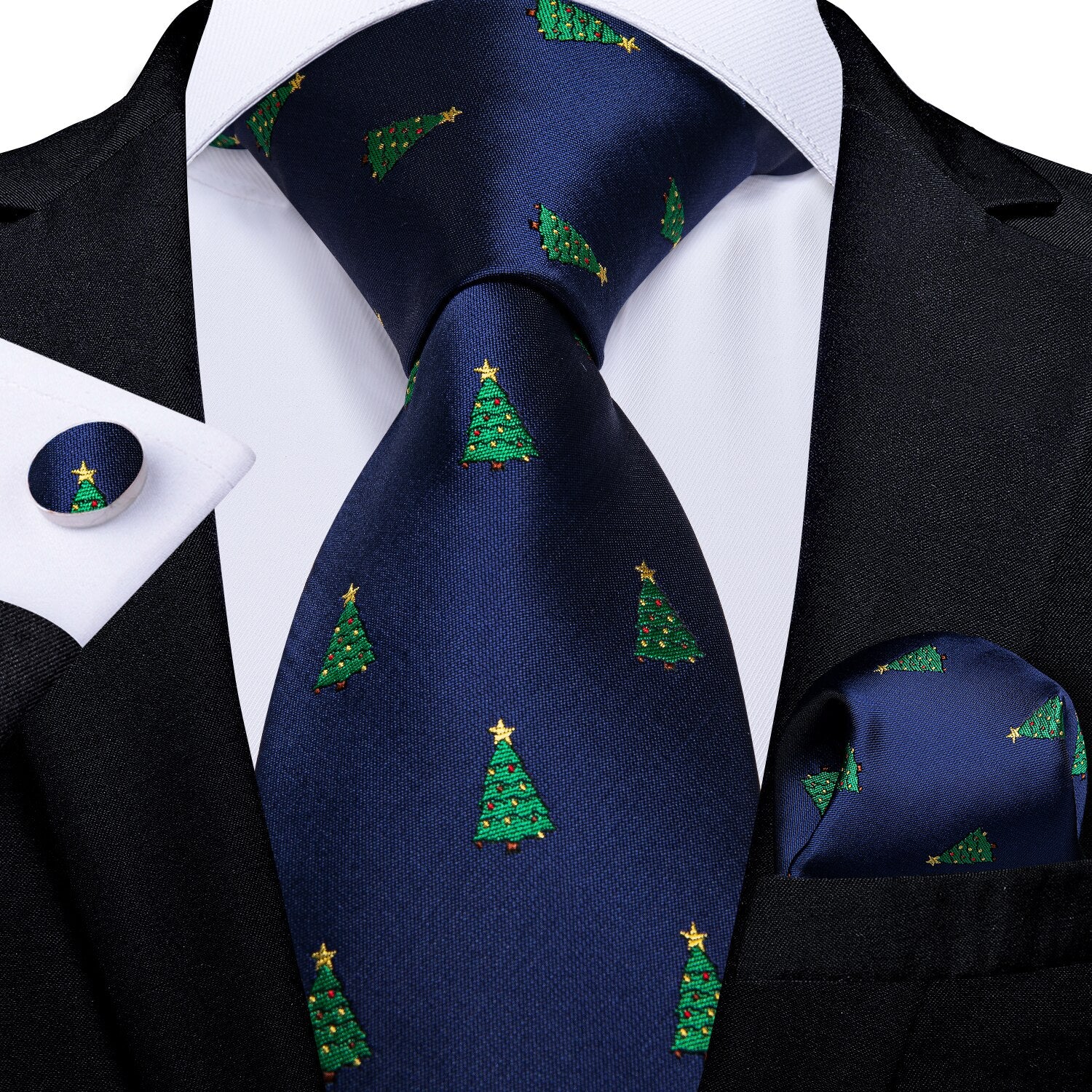 Mens Christmas Tie Set Red Blue 8cm Wide Silk Neck Tie Gift For Men Wedding Accessories