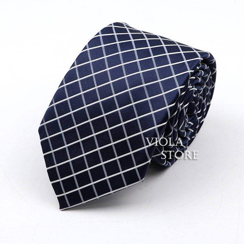 Classic Plaid Polyester Necktie 7cm Fashion Young Male Office Tie Party Daily Casual Suit Striped Cravat Top Men Gift Accessory