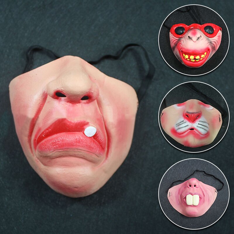 Latex Half Face Clown Mask Cosplay Props Humorous Elastic Band Horrible Scary Masks Adult Party Funny Halloween Decoration