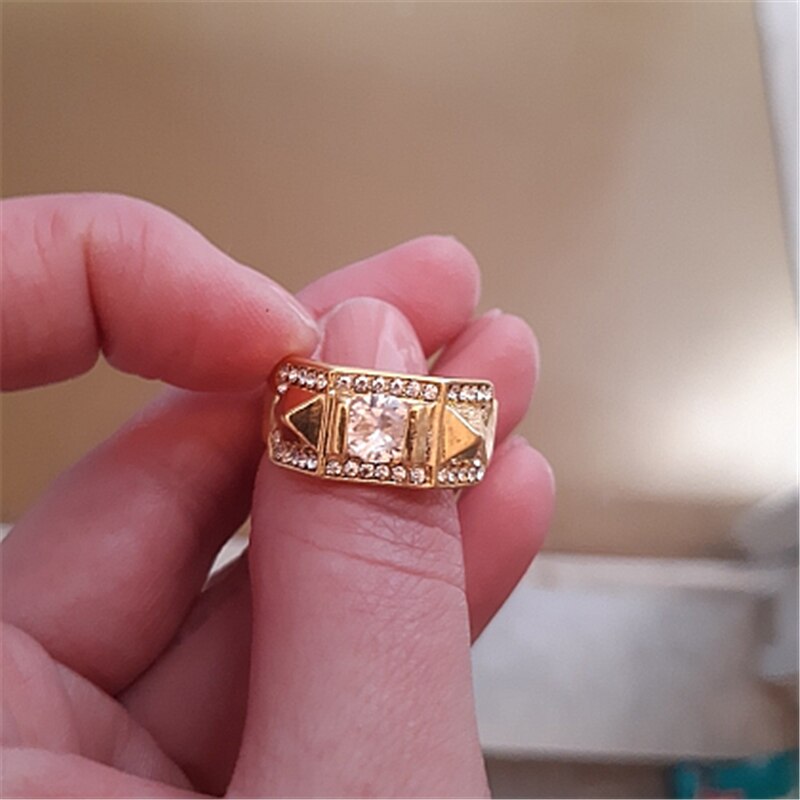 CC Rings For Women And Men Fashion Lovers' Set Ring Cubic Zirconia Yellow Gold Color Wedding Engagement Accessories CC2095