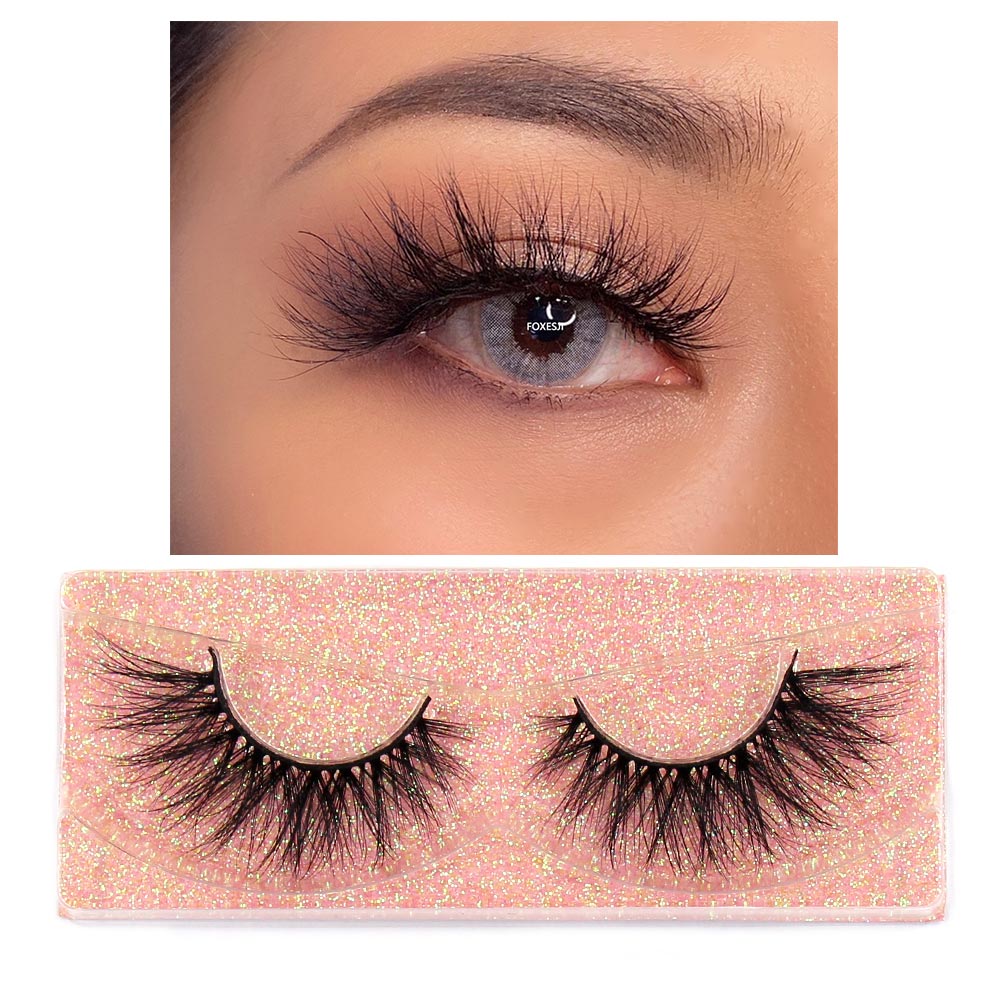 FOXESJI Makeup Eyelashes 3D Mink Lashes Fluffy Soft Wispy Natural Cross Lash Extension Reusable Fake Lashes Mink False Eyelashes
