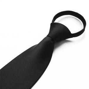 Black Clip On Men Tie Security Ties For Men Women Tie Necktie Matte Black Black Unisex Clothing Tie Steward Doorman Funeral