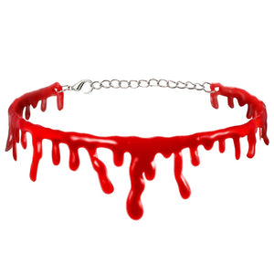 1pc Halloween Decoration Horror Blood Drip Necklace Fake Blood Vampire Fancy Joker Choker Costume Necklaces Party Accessories