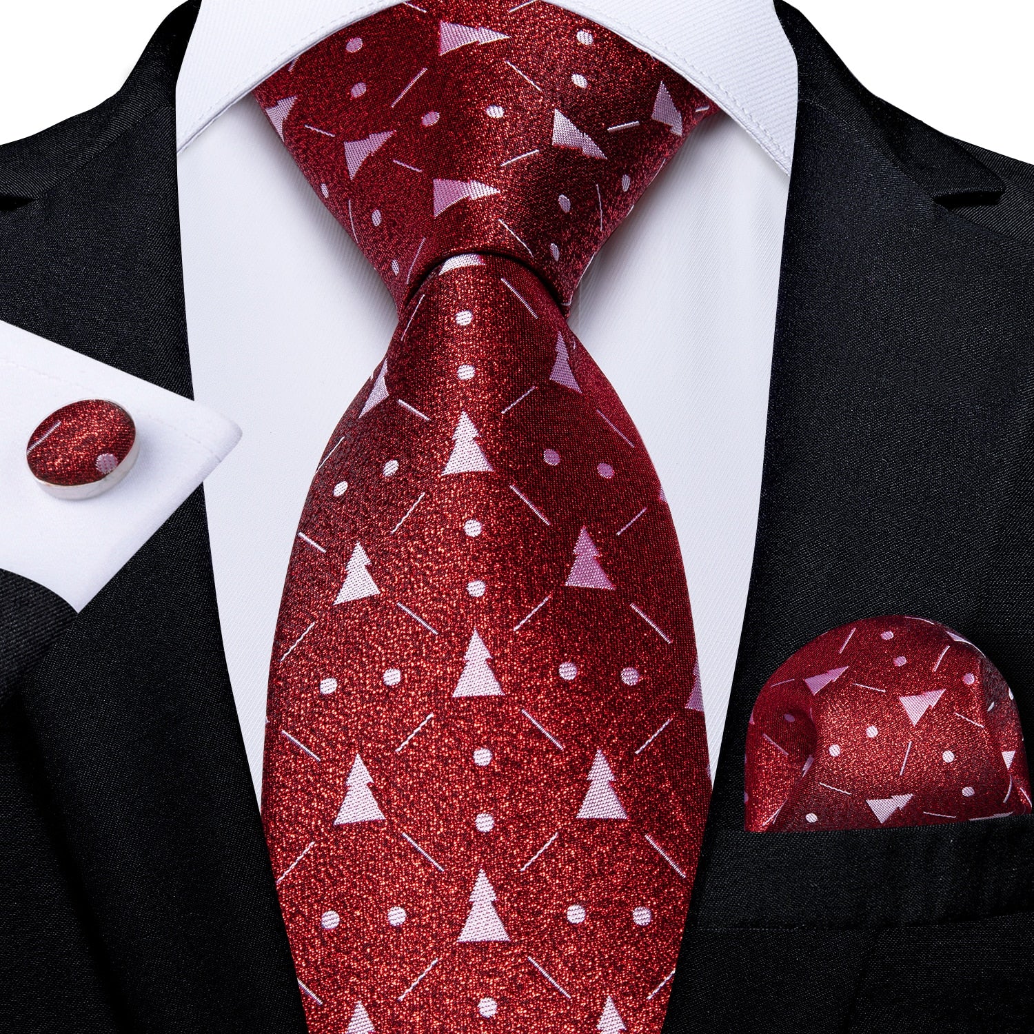 Mens Christmas Tie Set Red Blue 8cm Wide Silk Neck Tie Gift For Men Wedding Accessories