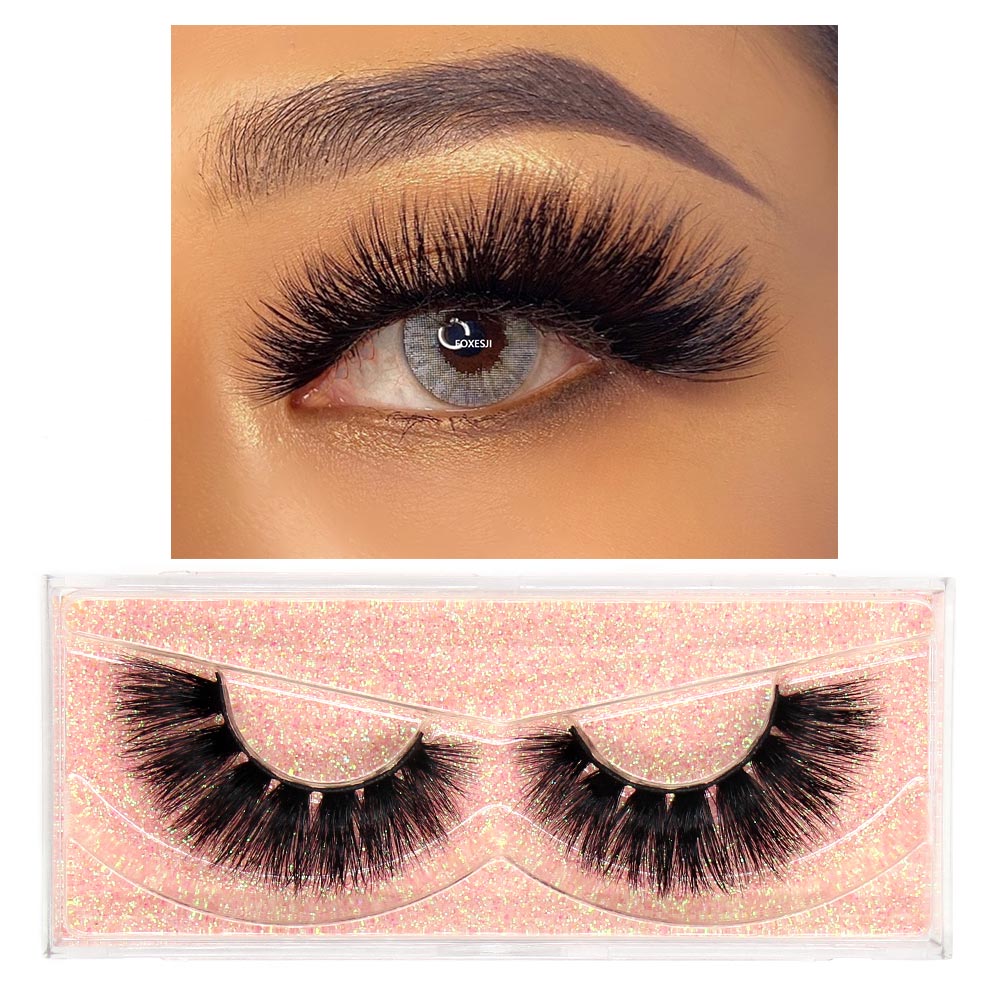 FOXESJI Makeup Eyelashes 3D Mink Lashes Fluffy Soft Wispy Natural Cross Lash Extension Reusable Fake Lashes Mink False Eyelashes