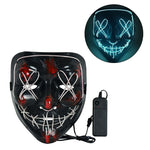 1P Scary Halloween Colplay Light Up Purge Mask Halloween Masquerade Party LED Face Masks for Kids Men Women Mask Glowing in Dark