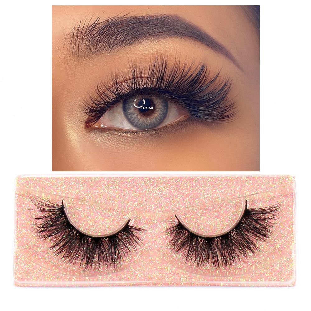 FOXESJI Makeup Eyelashes 3D Mink Lashes Fluffy Soft Wispy Natural Cross Lash Extension Reusable Fake Lashes Mink False Eyelashes