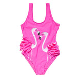 Flamingo Print Kids Girls One Piece Swimwear Swimsuit 2022 Falbala Girl Monokini Children Baby Swimming Suit Beachwear XA017