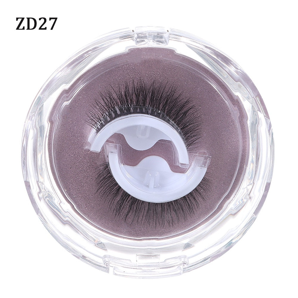 1Pair Self-adhesive False Eyelashes 3 Seconds to Wear No Glue Needed Faux Mink Lashes Extension Curly Thick Wispy Eyelash Makeup