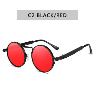 Retro Round Sunglasses Men Women Brand Designer Punk Style Windproof Metal Frame Vintage Sun Glasses Oculos De Sol