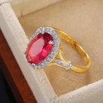 Huitan Big Oval Shaped Rose Red Cubic Zirconia Women Rings Luxury Ladies Jewelry for Party Best Mother&#39;s Gift Brilliant CZ Rings