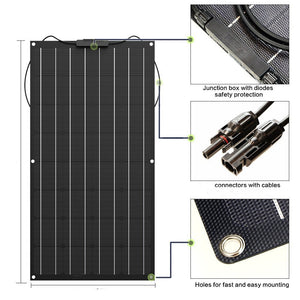 Jingyang Solar Panel 12V 100W Panouri Solare Flexible ETFE Film Mono Cell 18v 100w 200w watt For 12V battery charger